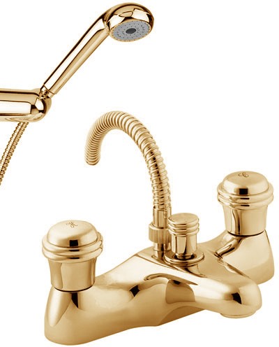 Bath Shower Mixer Tap With Shower Kit (Gold). additional image