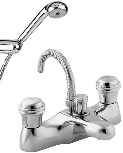 Bath Shower Mixer Tap With Shower Kit (Chrome). additional image