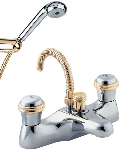 Bath Shower Mixer Tap With Shower Kit (Chrome And Gold). additional image