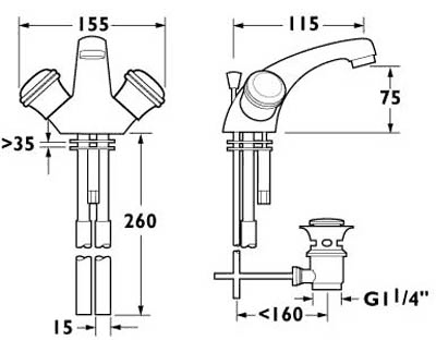 Mono Basin Mixer Tap With Pop Up Waste (Gold). additional image