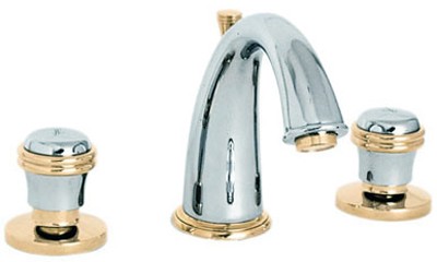3 Hole Basin Mixer Tap With Pop Up Waste (Chrome And Gold). additional image