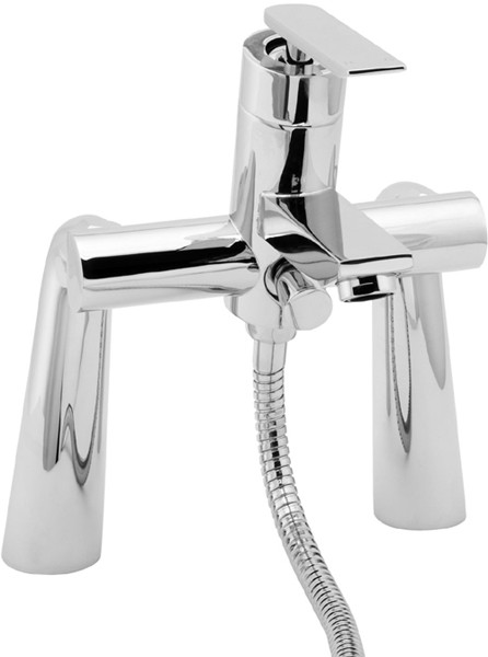 Bath Shower Mixer Tap With Shower Kit And Wall Bracket (Chrome). additional image