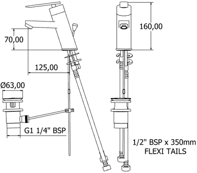 Mono Basin Mixer Tap With Pop Up Waste (Chrome). additional image