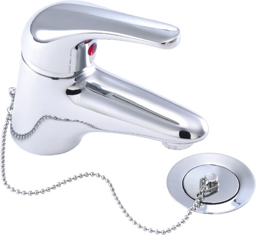 Librio Mono Basin Mixer Tap With Waste Chain Attachment (Chrome). additional image