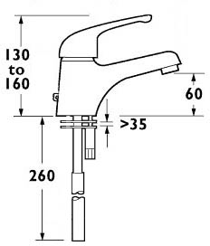 Librio Mono Basin Mixer Tap With Waste Chain Attachment (Chrome). additional image