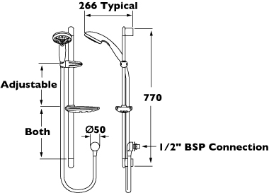 Awatea Shower Kit With Riser Rail, Hose And Handset. additional image