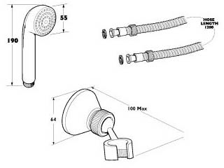 Shower Kit With Shower Handset And Hose (Chrome) additional image