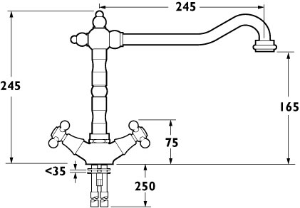 Brittany Monoblock Sink Mixer with Swivel Spout (Chrome) additional image