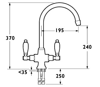 Georgian  Kitchen Sink Mixer with Swivel Spout (Gold) additional image