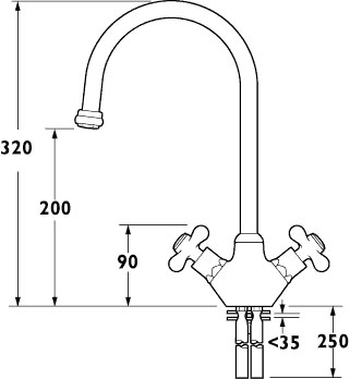 Venetian Monoblock Sink Mixer with Swivel Spout (Chrome) additional image