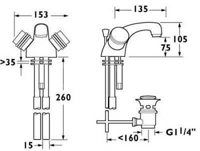 Mono Basin Mixer Tap With Pop Up Waste. additional image