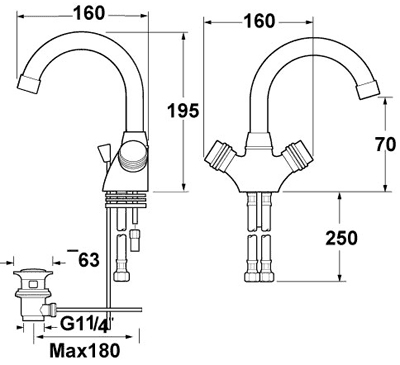 Mono Basin Mixer Tap With Swivel Spout. additional image