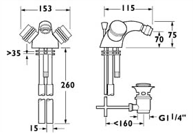 Mono Bidet Mixer Tap With Pop Up Waste. additional image