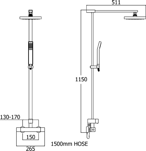 Modern Thermostatic Shower Set With Valve, Riser & Head. additional image