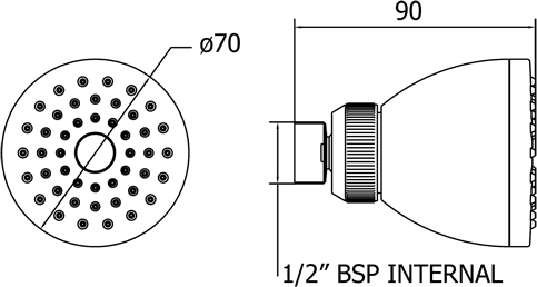 Single Mode Shower Head With Swivel Joint (Chrome). additional image