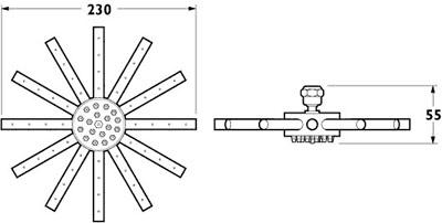 9" Star Shower Head With Swivel Joint (Chrome). additional image