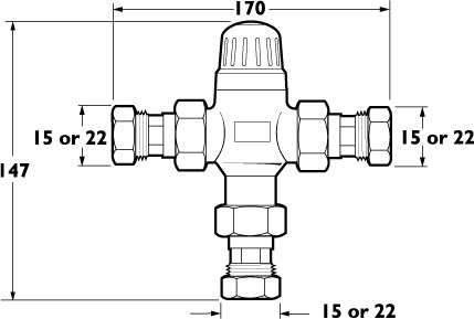 15/22 Combined Thermostatic Blending Valve. additional image