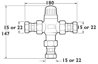 TMV2 Combined Thermostatic Blending Valve. 15/22mm. additional image