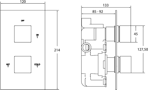 Thermostatic TMV2 1/2" Twin Concealed Shower Valve (Chrome). additional image