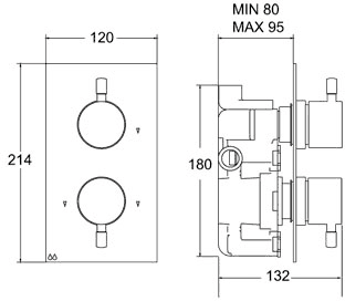 1/2" Twin Concealed Thermostatic Shower Valve (Chrome). additional image