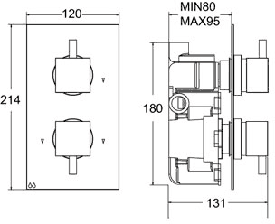 1/2" Twin Concealed Thermostatic Shower Valve (Chrome). additional image