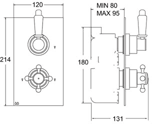 1/2" Twin Concealed Thermostatic Shower Valve (Chrome). additional image