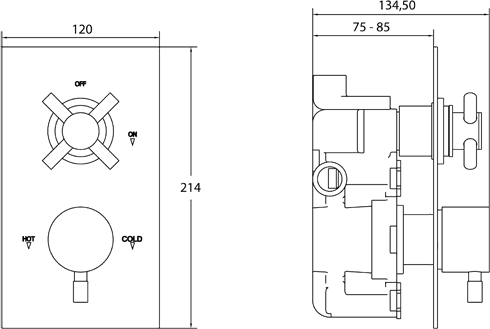 Thermostatic TMV2 1/2" Twin Concealed Shower Valve (Chrome). additional image