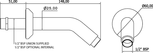 148mm Shower Arm (Chrome). additional image