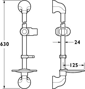 Slide Rail With Soap Dish 630mm (Chrome). additional image