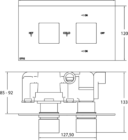 Thermostatic TMV2 1/2" Twin Concealed Shower Valve (Chrome). additional image