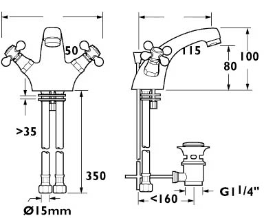 Mono Basin Mixer Tap With Pop Up Waste (Chrome). additional image