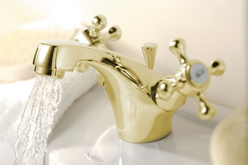 Mono Basin Mixer Tap With Pop Up Waste (Gold). additional image