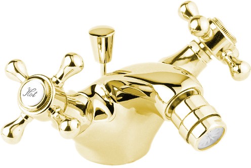 Mono Bidet Mixer Tap With Pop Up Waste (Gold). additional image