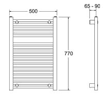 Flat Straight Towel Rail. 500x770mm. 1369 BTU. additional image