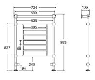 Traditional Towel Rail. 693x955mm. 1184 BTU. additional image