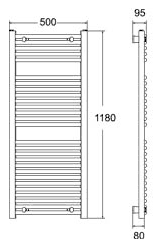 Flat Straight Towel Rail. 500x1180mm. 2010 BTU. additional image