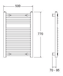 Curved Towel Rail. 500x770mm. 1369 BTU. additional image