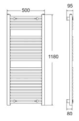 Curved Towel Rail. 500x1180mm. 2010 BTU. additional image