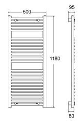 Curved Towel Rail (White). 500x1180mm. 1495 BTU. additional image