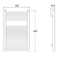 Square Frame Towel Rail. 500x800mm. 1369 BTU. additional image