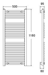 Square Frame Towel Rail. 500x1180mm. 2010 BTU. additional image