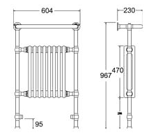 Traditional Towel Rail. 562x946mm. 2594 BTU. additional image