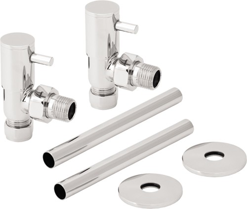 Angled Lever Head Radiator Valves With Trim (Pair). additional image