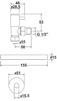 Angled Lever Head Radiator Valves With Trim (Pair). additional image