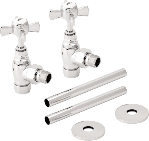 Tall Traditional Angled Rad Valves & Trim. (Pair) additional image