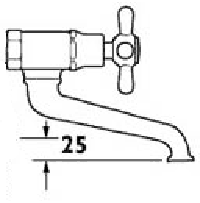 Wall Mounted Bath Filler Tap (Chrome). additional image