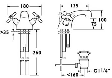 Mono Basin Mixer Tap With Pop Up Waste (Chrome). additional image