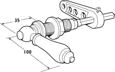 Victoriana Toilet Cistern Lever With Ceramic Handle (Chrome). additional image