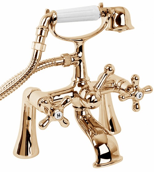 Bath Shower Mixer Tap With Shower Kit (Gold). additional image