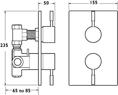 1/2" Twin Concealed Thermostatic Shower Valve (Chrome). additional image